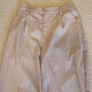 Divided Beige Pinstripe Trousers